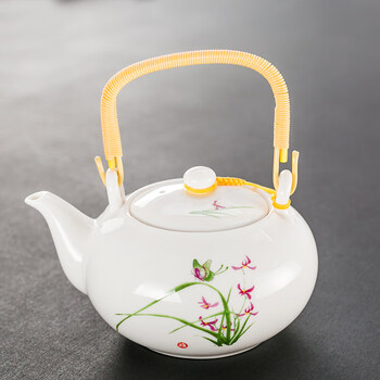 煜化复古茶壶陶瓷白瓷羊脂玉大号提梁壶过滤家用泡茶凉水壶茶具羊脂玉
