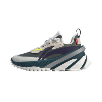 李宁运动鞋男鞋跑步鞋运动跑鞋巴黎时装公牛减震撞色潮流时尚灰绿色