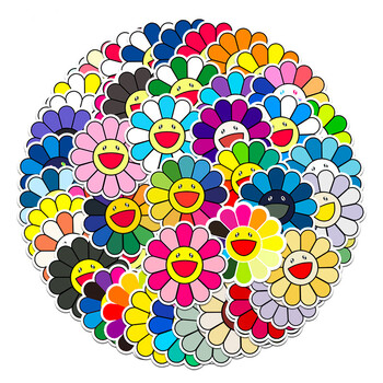 50张可爱太阳花涂鸦贴纸个性潮牌行李箱贴纸笔记本手机壳头盔贴纸50张