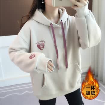 就叙春天卫衣女学生小个子春秋穿的今年流行连帽初中生士加厚加绒卫衣