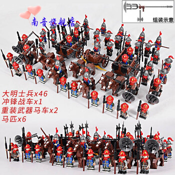 乐高(lego)积木中国古代士兵明朝神机营骑兵战争军团人仔男孩子 大明