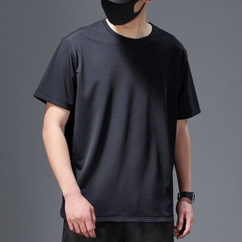 啄木鸟夏季男装冰丝短袖t恤男网眼薄款透气衫大码圆领加大宽松半袖上