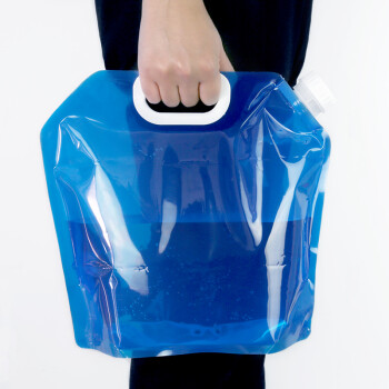 佰伶佰俐户外储水袋 自驾野营便携手提可折叠大容量水袋 旅游载水桶 5L蓝色