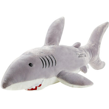 灰色鲨鱼 中号80厘米(收藏送仿真玫瑰花)