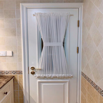 绷纱帘免打孔玻璃门隔断推拉门飘窗帘透光不透人白纱魔术贴遮光帘