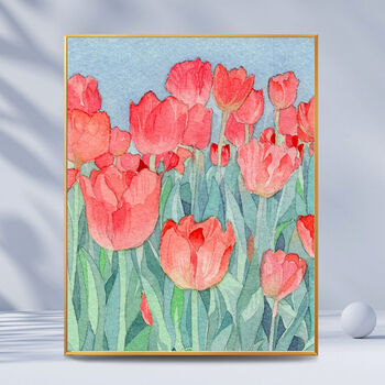 数字油画diy填充油彩画手工填色涂色丙烯画减压夏日装饰画郁金香昂沐