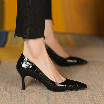 格尔贝丝法式高跟鞋2022春季新款浅口低帮尖头细跟单鞋时尚百搭社交