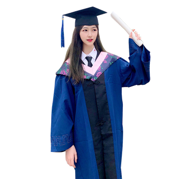 学士服毕业礼服硕士服博士服导师服定制刺绣校徽姓名研究生 黄色 工科