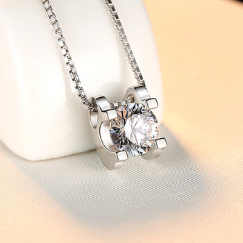 drod四爪莫桑石项链女足银50分一克拉2克拉钻石项链仿真钻送女友结婚