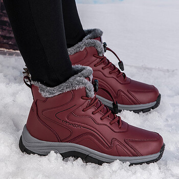 足力健健康足力健冬季老人鞋男加绒高帮棉鞋防水防滑爸