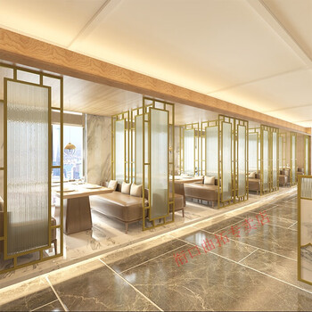 卡座隔断屏风餐厅卡座隔断铁艺矮屏风不锈钢长虹玻璃半墙饭店包厢围栏