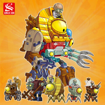 xinlexin植物大战僵尸机甲变形玩具甲五合体boss合体玩具机器人儿童节