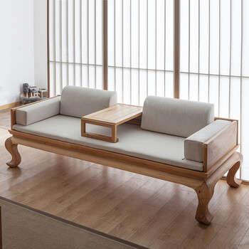 新中式罗汉床实木沙发中式客厅榆木家具小户型禅意现代简约贵妃榻