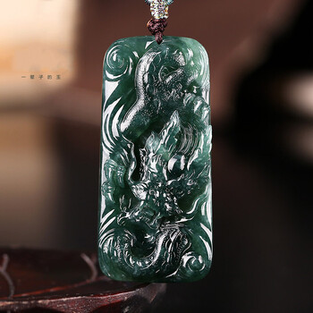 墨韵 大师雕刻龙行天下冰糯种翡翠神龙吊坠男a货翡翠挂件