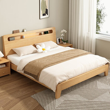 步韵 【24小时现货闪发】 实木床双人床现代简约主卧床北欧风格经济型