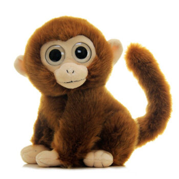 侏儒绒猴仿真可爱小毛绒玩具金丝猴大眼猴玩偶布娃娃儿童礼物 褐色