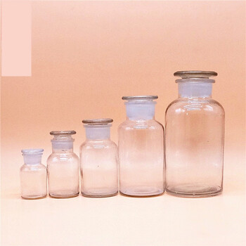 化学仪器白色广口瓶磨砂玻璃瓶酒精瓶透明医药瓶试剂瓶密封罐 1000ml