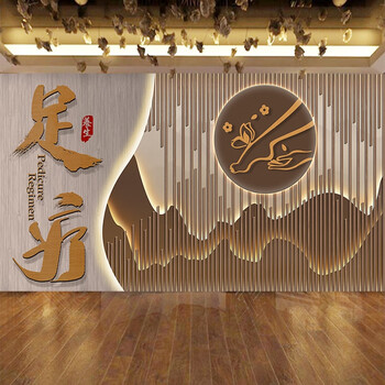 美体美容院养生馆墙纸会所足道足疗店吧台背景 贡缎油画布1平方