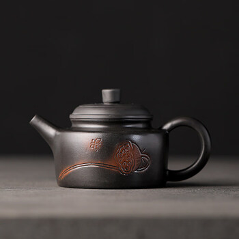 云南建水紫陶壶凡山堂云南建水紫陶复古茶壶家用功夫茶具手工浮雕泡