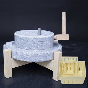 勋狸粑小石磨家用天然磨盘手推老式青石麻石手工小型肠粉机米浆机豆浆