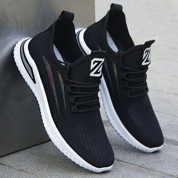 60白色飞织网面鞋透气防臭秋季休闲运动网鞋男士软底防滑鞋子男潮鞋