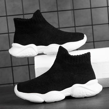 鸿星尔克儿童袜子鞋春季新款男童飞织运动鞋学生防滑跑步鞋休闲鞋黑色