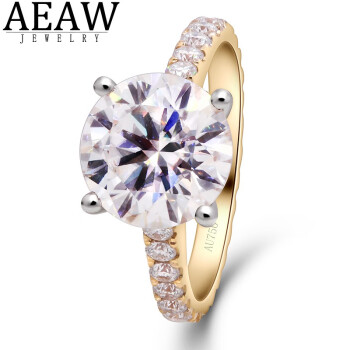 AEAW Jewelry18K金4克拉人工培育钻石戒指F色VS1人造钻石实验室培育钻石 IGI/4克拉/F/VS1/3EX/N