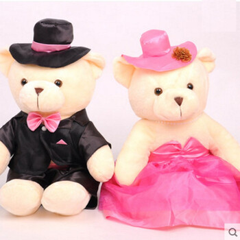 结婚娃娃一对压床爱情婚纱熊毛绒玩具送女友小熊公仔情侣婚庆礼品