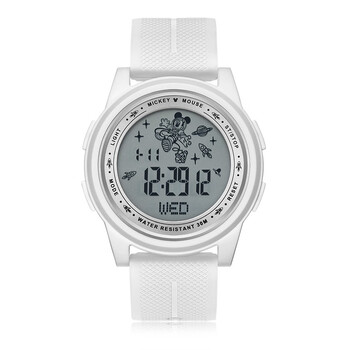 迪士尼disney米奇系列手表太空米奇防水多功能儿童电子表时尚潮流白色