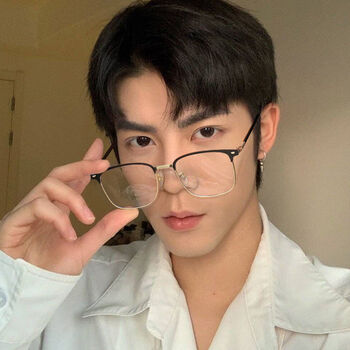 眼镜男金色半框眼镜近视素颜平光护眼平面镜大框痞帅 黑金框 双眼400