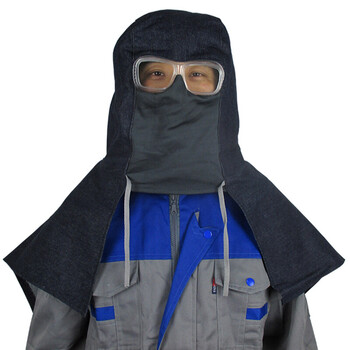 披肩帽防尘帽子面罩透气防护劳保风帽工作帽头套面具工业粉尘男女 无