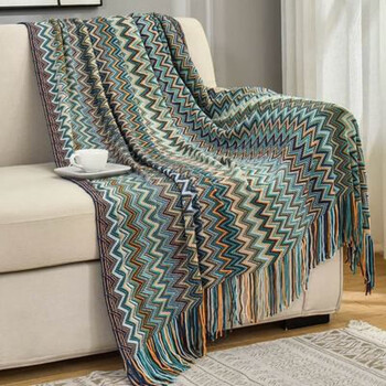 床尾巾民宿公寓床尾装饰沙发搭巾美式酒店床盖针织床尾毯宾馆床旗栗色