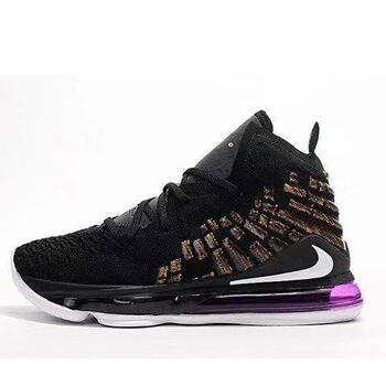 lebron詹姆斯17代全篮球鞋 lbj17紫金王朝黑紫白橙高低帮战靴 黑色