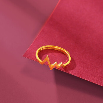 伊享黄金戒指女足金999指环活口圈细款时尚简约心动闪电尾戒约21g