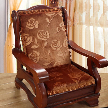 花语缤纷 加厚防滑沙发坐垫红实木沙发垫 长椅垫可拆洗坐垫带靠背 棕色3D玫瑰 55*45*高度60(高密度海绵)