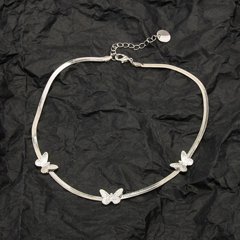 tolvhr竹节项链简约蝴蝶蛇骨链项链设计感小众叠戴竹节锁骨链蝴蝶款