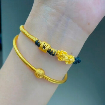 编织手绳男生日礼物情人节送男女友黄金貔貅字母手链字母可备注定制