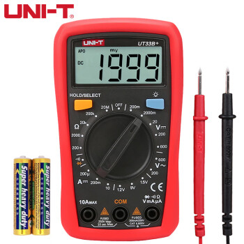 优利德（UNI-T）UT33B+数字万用表高精度掌上型防烧迷你数显小万能表电工用电压表