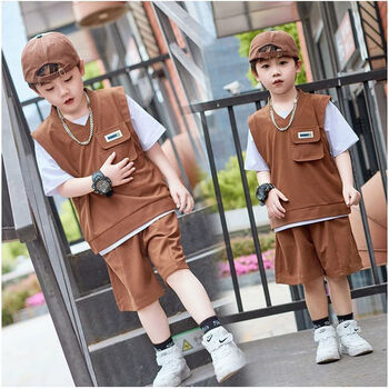 史努比新款男童夏装帅气潮款小孩宝宝夏季衣服网红短袖一整套男孩套装