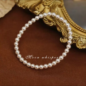 吴福银楼单颗珍珠银手链女生轻奢小众精致气质感叠戴手镯2023年新款