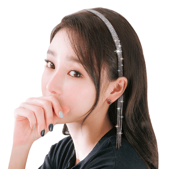 流苏发箍女水钻假耳环头箍吊坠韩网红后挂式仙女森系超仙发卡发饰三排