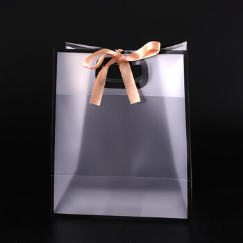 pvc透明手提袋奶茶外卖打包装化妆洗护购物礼品塑料网红袋子定制黑色