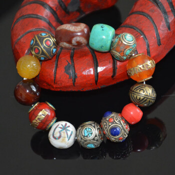 dutrieux西藏尼泊尔如意天珠多宝手链手串藏式绿松石凤眼菩提珠子文玩