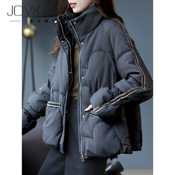 jovkatti品牌女装羽绒服女短款2021冬季新款白鸭绒保暖加厚外套肌理