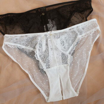 出口开裆开叉内裤女 免脱诱惑蕾丝火辣性感情趣大码三角裤 默认 白色