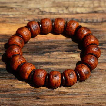 一北 念藏凤眼菩提子红皮藏式原籽酥油供手串 正宗尼泊尔108男女 隔片