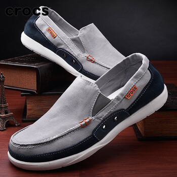 卡骆驰crocs卡男鞋帆布鞋风尚沃尔卢低帮休闲透气轻便懒人鞋14392灰色