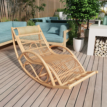 誉匠真藤摇椅藤椅大人躺椅家用休闲椅阳台摇摇椅庭院逍遥椅藤编午睡椅