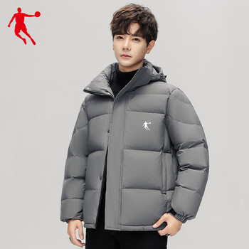 乔丹羽绒服男女2023冬季新款潮牌纯色短款加厚保暖白鸭绒大码连帽外套