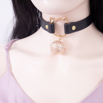 项圈sm刻字猫咪宫铃定制女人用牵引人戴拘束女生定制手工外出 棕色